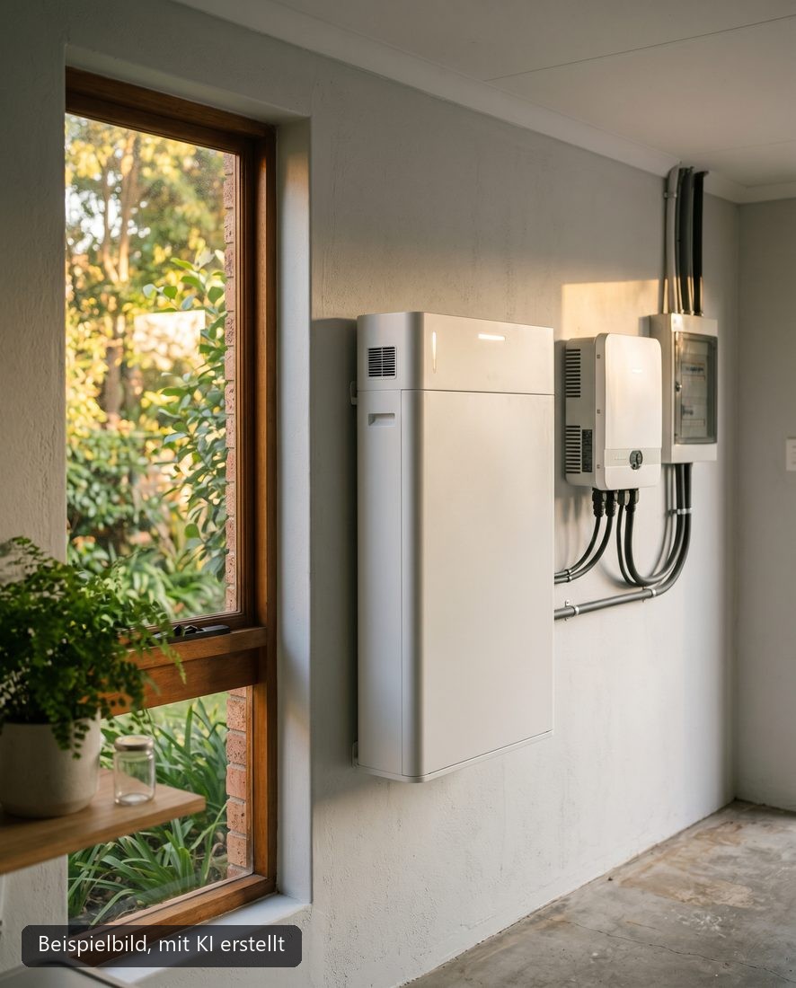 Moderner Heim-Stromspeicher an der Wand